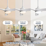 ZNTS 52 Inch Modern White Ceiling Fan with 18W LED Light and Remote Control 3 ABS Blades Noiseless W934P285766