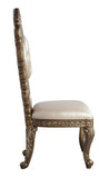 Ivory and Gold Side Chair with Tufted Back B062P215488