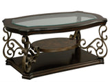 Cocktail Table, Glass table top, MDF W/marble paper middle shelf, powder coat finish metal legs. W48720760