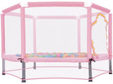 55'' Toddlers Trampoline with Safety Enclosure Net and Balls, Indoor Outdoor Mini Trampoline for 33415175