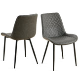 Dark Grey Leathaire Dining Chairs Set of 2,Mid-Century Modern Leathaire Chairs Kitchen Living Room W1164P225826