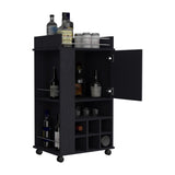 Fargo Bar Cart with Cabinet, 6 Built-in Wine Rack and Casters B070P188867