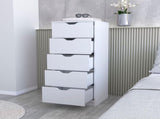 Logan White 5 Narrow Drawer Dresser B062P175095