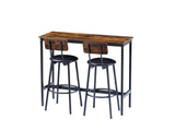 Bar Table Set with 2 Bar stools PU Soft seat with backrest, Rustic Brown, 43.31'' L x 15.75'' W x W1162P144762