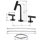 Two Handles Widespread 8 inch Bathroom Matte Black 3 Pieces Basins Lavatory Sink W1217P298894