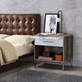 1 Drawer Nightstand with Open Shelf, Weathered Gray Oak and White B016P256492