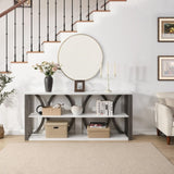 3-Tier Industrial Console Table, 70.87 inch, Narrow Entry Table Long Table with Storage for W2317P230074