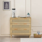 31.50"3-Drawers Rattan Storage Cabinet Rattan Drawer,for Bedroom,Living Room,Dining W757104009