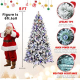 Artificial 7.5ft Flock Christmas Tree with 1523PE/PVC Mixed Branch Tips, 400L warm white lights, 23375777