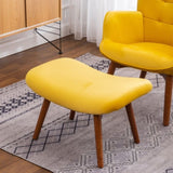 ZNTS Leiria Contemporary Silky Velvet Tufted Accent Chair with Ottoman, Yellow T2574P164275