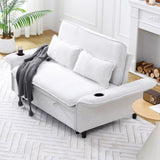 65.74-inch beige letter striped fabric multi-functional sofa bed, suitable for bedrooms and living W3371P311471