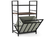 BlackRustic Brown Tilt-Out Laundry Hamper, MetalEngineered Wood with Shelves & 4 S-Hooks 20089537
