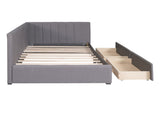 Upholstered Daybed with 2 Storage Drawers Twin Size Sofa Bed Frame No Box Spring Needed, Linen WF299017AAE