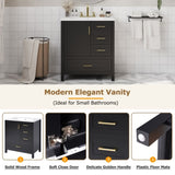 30" Black Bathroom Vanity with Sink Combination Set, Bathroom Storage Cabinet with Soft Close Door, N729P177787B