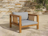 Outdoor Acacia Wood Club Chair with Modern Square Arms, Patio Chair with Thick Cushion, Adjustable N704P448452E
