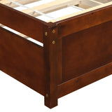 Twin size Platform Bed Wood Bed Frame with Trundle, Walnut WF194302AAD