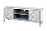 47 Inch Mirror TV Media Console with Diamond Glass Doors, Dual Door Design with Open Storage Space, W1445P299045