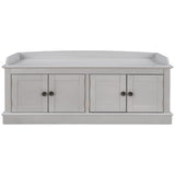 Storage Bench with 4 Doors and Adjustable Shelves, Shoe Bench with Removable Cushion for Living 19070273