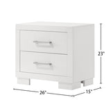 2 Drawers MDF Nightstand in Cream White Finish B016P254531