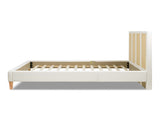 Toscana Queen Upholstered Cane Back Platform Bed, Antique White Polyester B2719P385736