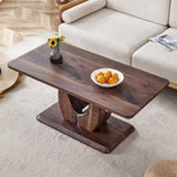 ZNTS Modern Minimalist Walnut Dark Brown Texture Sticker-Patterned MDF Rectangular Coffee Table. Add a W1151P230544