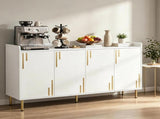 White 4-Door Buffet Storage Cabinet with Push-to-Open Soft Close Doors, Adjustable Metal Legs 88334688