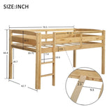 Twin Wood Loft Bed Low Loft Beds with Ladder,Twin,Walnut WF286816AAD