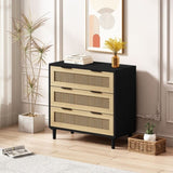 ZNTS 31.50"3-Drawers Rattan Storage Cabinet Rattan Drawer,for Bedroom,Living Room,Dining W757127393