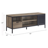 Rustic Oak and Black 1-Drawer TV Stand B062P209414