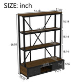 3-Shelf Metal with Drawers for Home Office, Open, Vintage Industrial Style W1580P251086