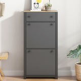 ON-TREND Functional Entryway Organizer with 2 Flip Drawers, Wood Grain Pattern Top Shoe Cabinet with WF308547AAE