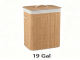 19 Gallon Bamboo Laundry Hamper Lid & Removable Washable Liner, Foldable Dirty Clothes Basket 73343171