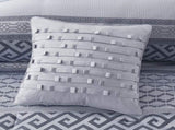 7 Piece Jacquard Comforter Set Navy Queen B03597208