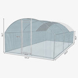 19.7x9.8x6.5ft Large Metal Chicken Coop with Run, Walk-in Poultry Cage with Waterproof Cover & Arc 16128601