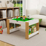 ZNTS Kids 2 in 1 Play Table with 7 Storage Compartments,Compatible with LEGO Building Block,Modern W282P182331