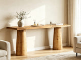 63" Farmhouse Wood Console Table Cylindrical Leg Design 09187461