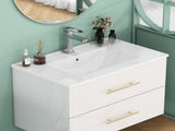 30-Inch White Ceramic Bathroom Sink, Fits 30-Inch Vanity,Pre-Drilled Faucet Hole,Modern Minimalist W3151P360951