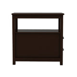 End Table Narrow Nightstand With Two Drawers And Open Shelf-Brown 37806637