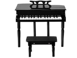Black Kids Piano 30-Key Keyboard Toy with Bench Piano Lid and Music Rack 69156475