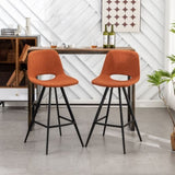 Porth Fabric Kitchen 28.25" Counter Height Stools, Set of 2, Orange T2574P165089