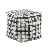 Modern Square Pouf Pattered Black White Fabric Upholstered Ottoman, Non-Slip Floor Pouf, Bean Bag B011P251658
