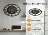 Brown Gear Wall Clock with World Map, 27" Large Non-Ticking Quartz Movement Decorative Home Clock 53413647