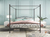 Metal Canopy Bed Frame with Vintage Style Headboard & Footboard , Easy DIY Assembly All Parts W84036133