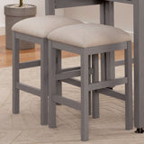 ZNTS Light Gray Set of 2pc Stools Kitchen Dining Room Furniture Beige Fabric Cushion Seat Chairs Stool B011P232973