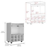St Andrews Bar Cart with Built-In 8-Bottle Rack, Double Glass Door Cabinet, and Aluminum-Edged Top B200P188874