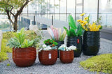 Handmade Glazed Ceramic Planter Set of 3, 15/11/8 Inch Diameter, Horizontal Groove Pattern, for W3273P321467