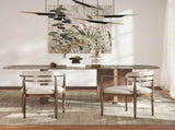 Artemis Mixed Material Upholstered Dining Arm Chair, Warm White Chenille B2719P269267