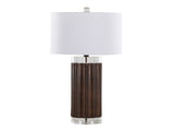 Cylinder Fluted 29.25" Contemporary Polyresin Table Lamp in Brown Lustre Polyresin, Clear K9 Crystal B202P224051