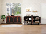 Vintage Arched Sideboard Cabinet with Gold Half-Moon Handle, MDF Storage Cabinet with Adjustable W688P389191