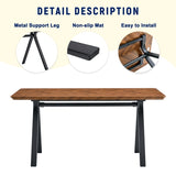 Dark Brown Herringbone Pattern MDF Dining Table - A Perfect Match for Modern Minimalist and W3226P279049